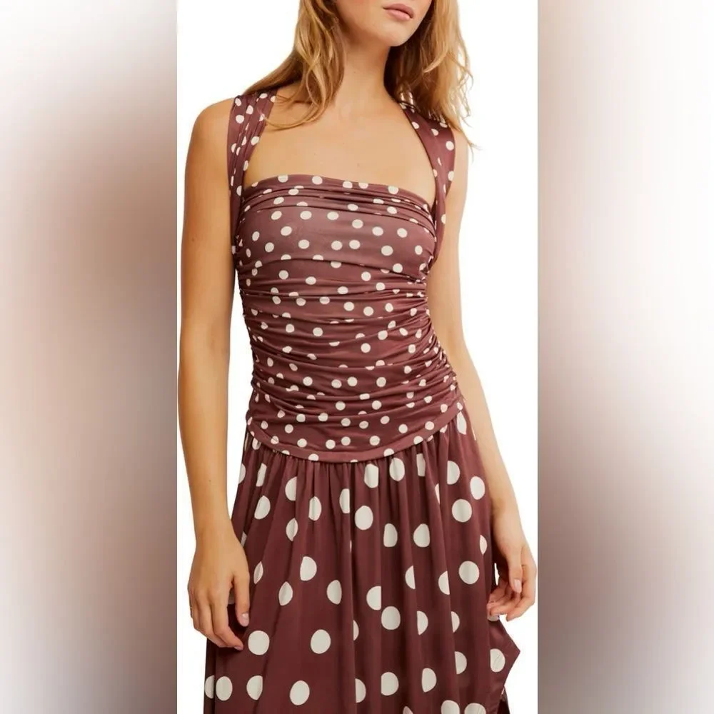 Free People Raylon Variegated Polka Dot Midi Dress